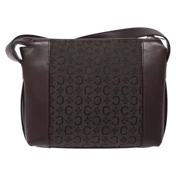 CELINE C Macadam Canvas Shoulder Bag Brown Silver - Picture 3 of 12